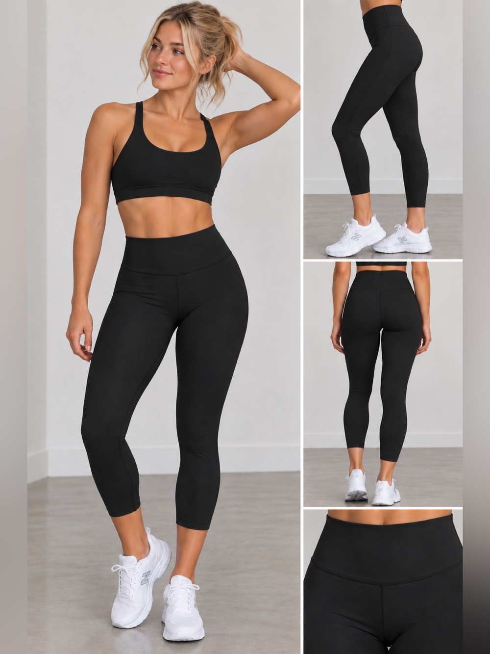 Lululemon High-Waist Black Cropped Workout Leggings - Women